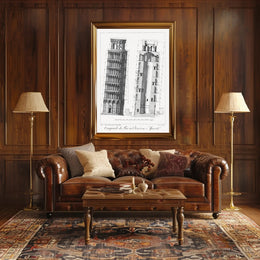 Architectural Diagram of a Leaning Tower Poster PosterGoat