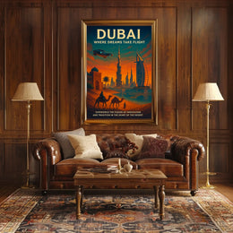 Dubai Skyline Poster Dream Travel Art For Home Decor Lovers