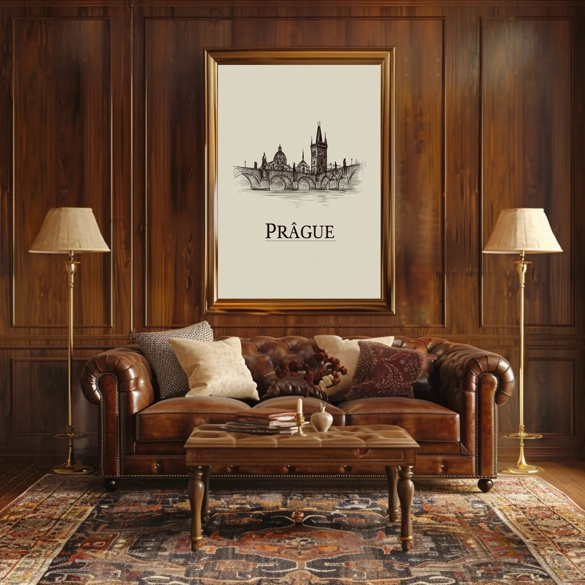Prague Skyline Illustration Poster