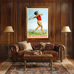 Soviet Javelin Thrower Vintage Art Sports Poster