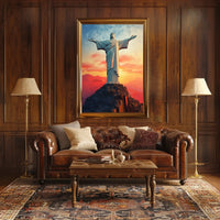 Majestic Sunset Over Christ the Redeemer Travel Poster