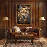 Mystic Wolf Floral Fantasy Animal Poster