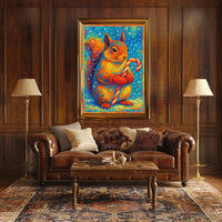 Festive Squirrel With Candy Cane Poster
