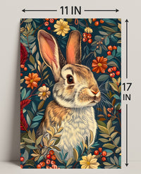 Enchanted Rabbit with Vibrant Flowers Animal Poster