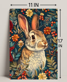 Enchanted Rabbit with Vibrant Flowers Animal Poster
