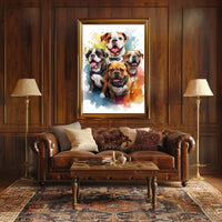 Colorful Bulldog Art Poster with Bow Ties