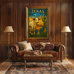 Texas Stained Glass Art Poster