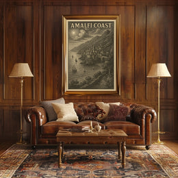 Amalfi Coast Vintage Illustration Poster