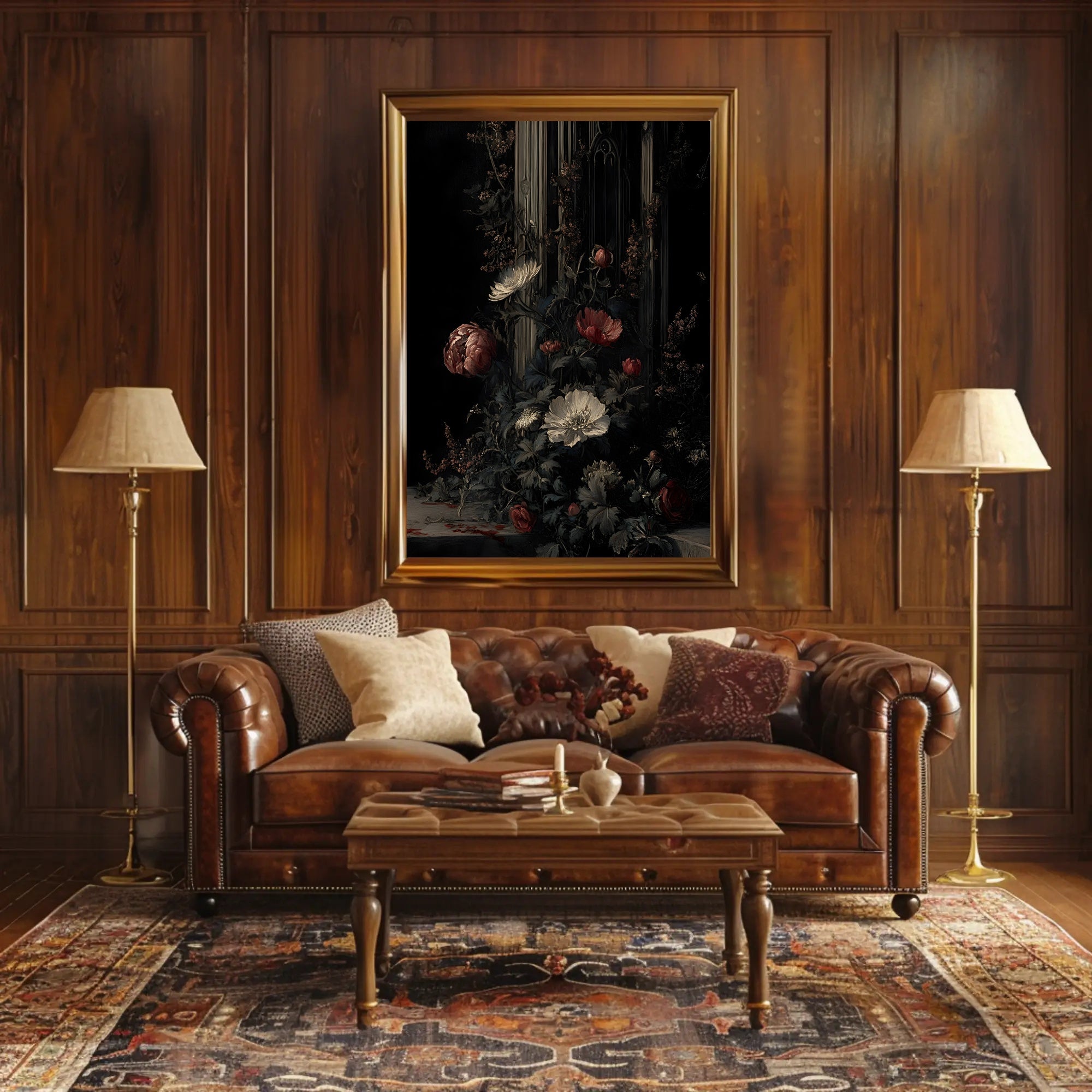 Dramatic Floral Elegance: Artistic Poster PosterGoat