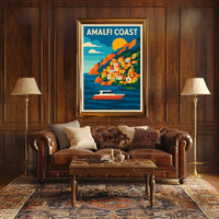 Amalfi Coast Poster Wall Art Scenic Coastal Decor Artwork
