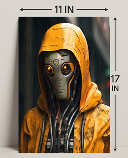Cybernetic Sentinel In The Rain Poster PosterGoat