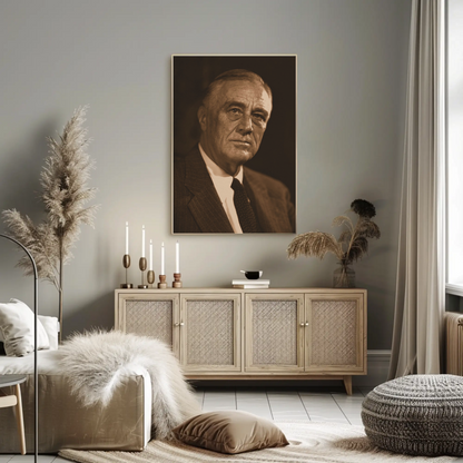 Franklin Roosevelt 32nd President Sepia Photo