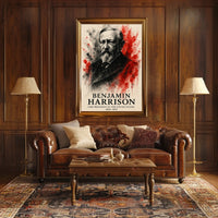 Benjamin Harrison Presidential Watercolor Art Historical Poster