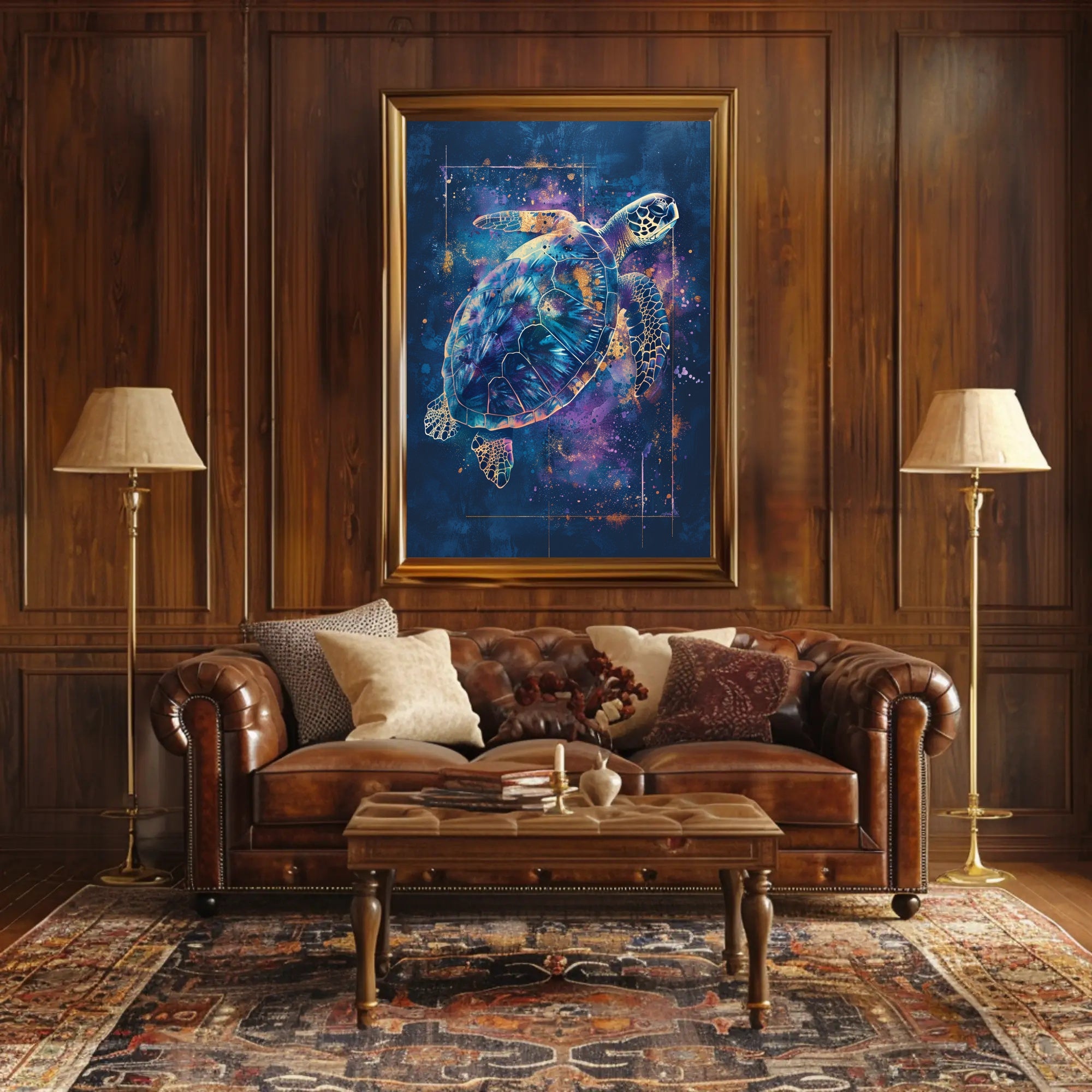 Cosmic Sea Turtle Art Print Poster Decor PosterGoat