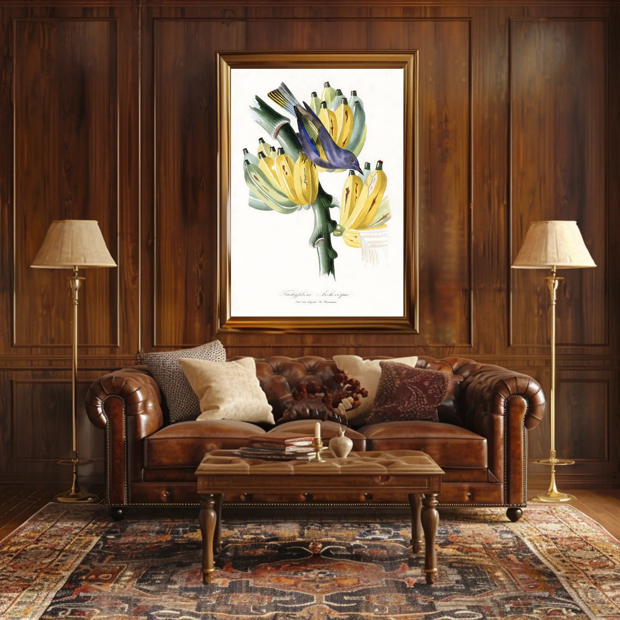 Exotic Bird on Banana Plant Poster