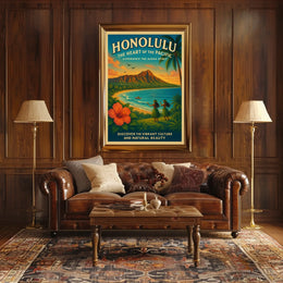 Honolulu Vintage Travel Poster Aloha Spirit Adventure