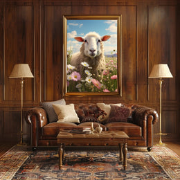 Serene Sheep In Bloom Poster PosterGoat
