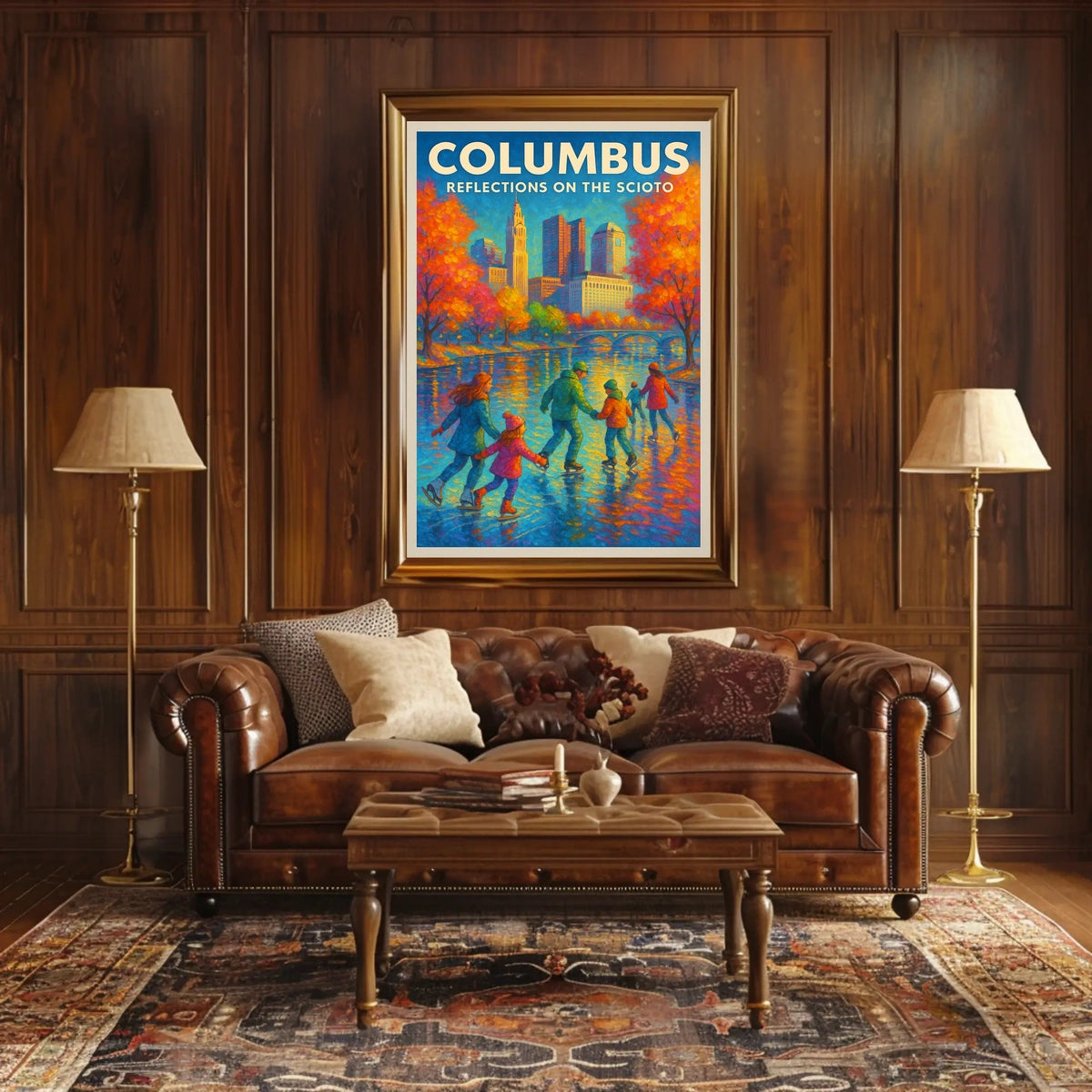 Columbus Reflections On The Scioto Poster