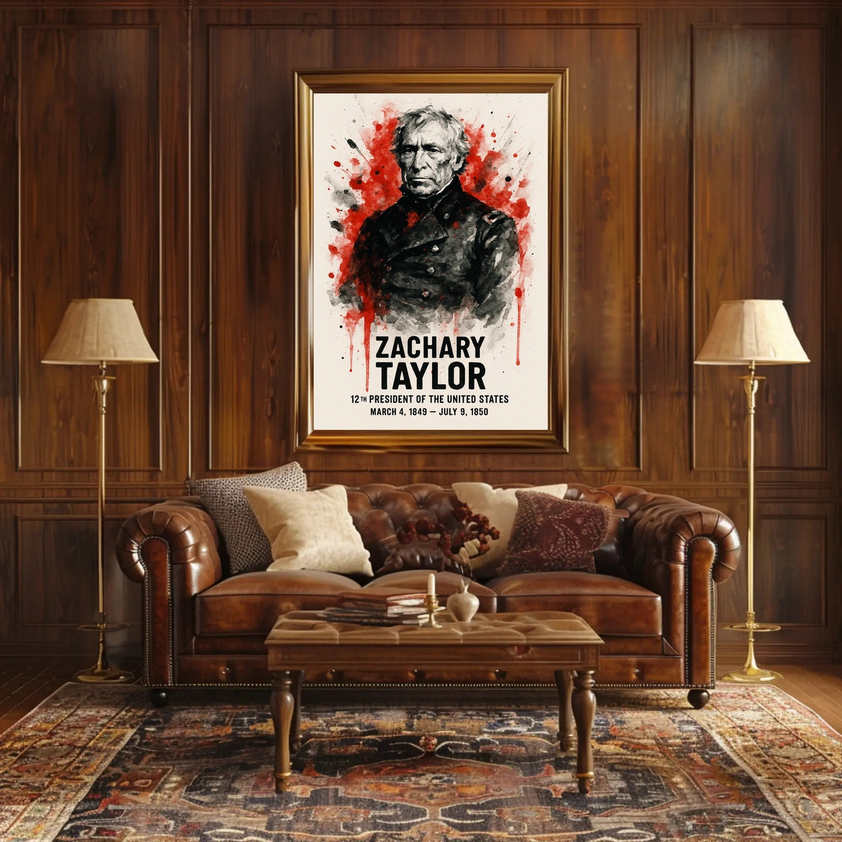 Zachary Taylor Watercolor Artistic Historical or Presidential Poster