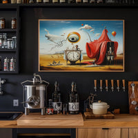 Surreal Desert Clock Scene Artistic Poster