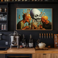 Eerie Scene with Skull and Bottles Abstract or Artistic Poster
