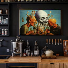 Eerie Scene with Skull and Bottles Abstract or Artistic Poster