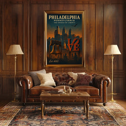 Philadelphia Liberty Vintage Art Poster: Iconic Symbols