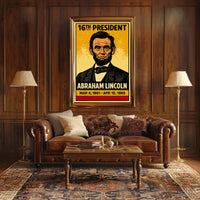 Abraham Lincoln 16th President of the United States Inked Comic Style Poster