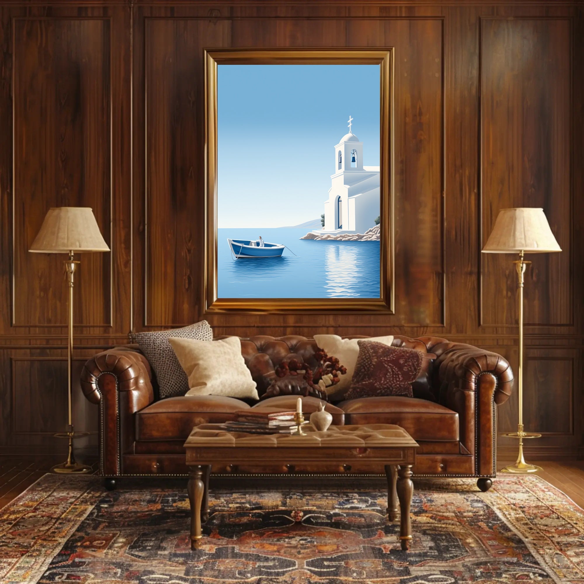 Mediterranean Escape Blue Coastal Scene Travel Poster