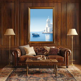 Mediterranean Escape Blue Coastal Scene Travel Poster