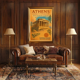 Athens Parthenon Vintage Travel Poster