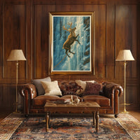 Majestic Deer on Ice Cliff Adventure Animal Poster