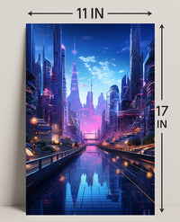 Futuristic Cityscape At Twilight Poster