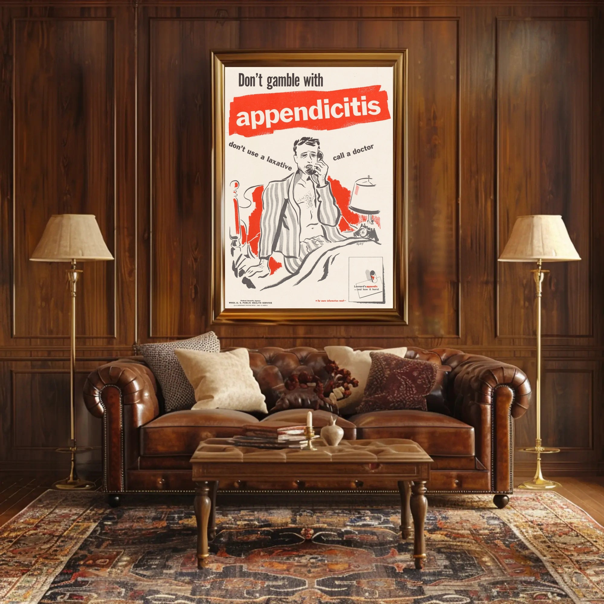 Appendicitis Health Warning Vintage Public Health Campaign Poster PosterGoat