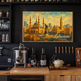 Lebanon Architectural Splendor Mediterranean Cityscape Heritage Photography Realism Art Nouveau Poster