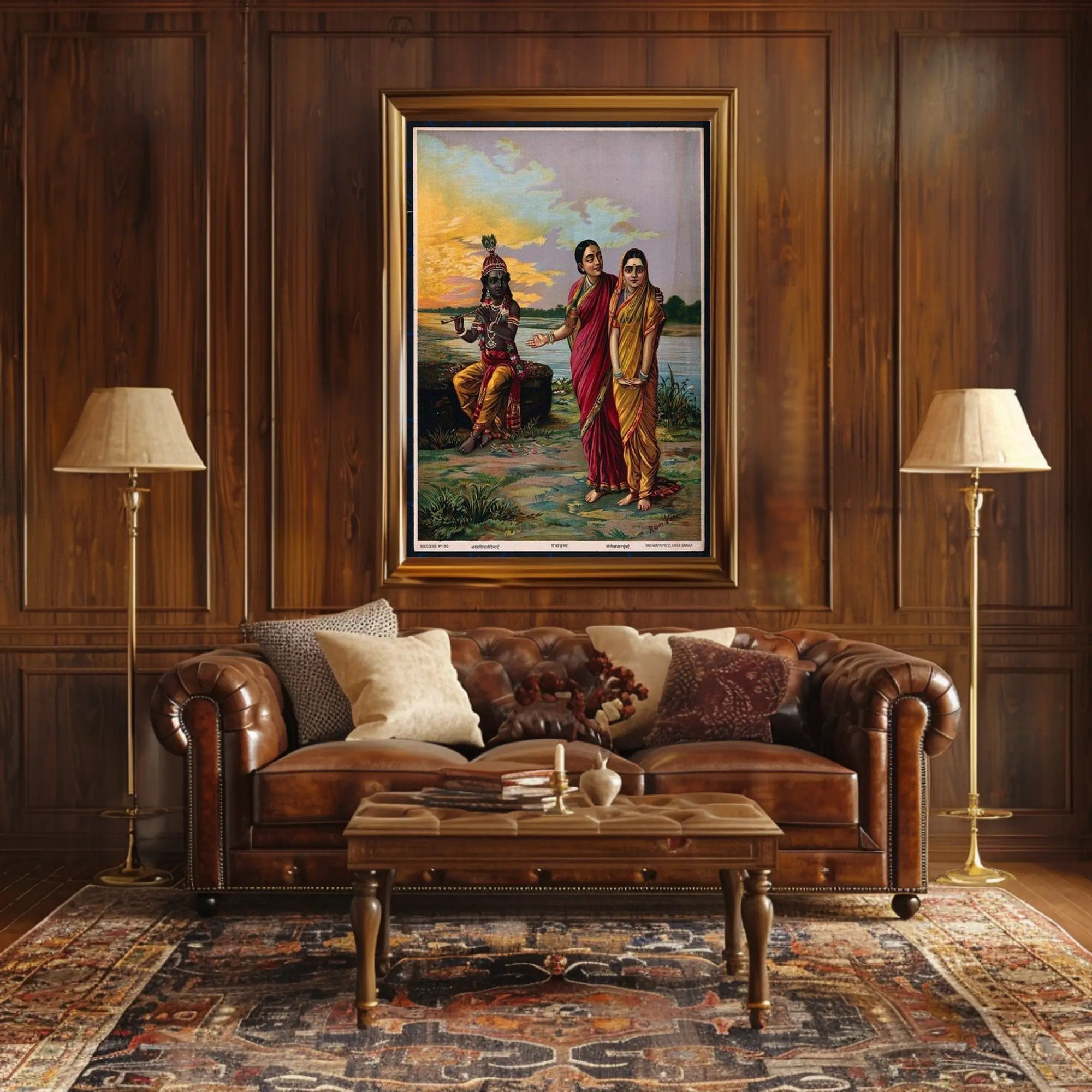 Serene Riverbank Encounter Poster PosterGoat