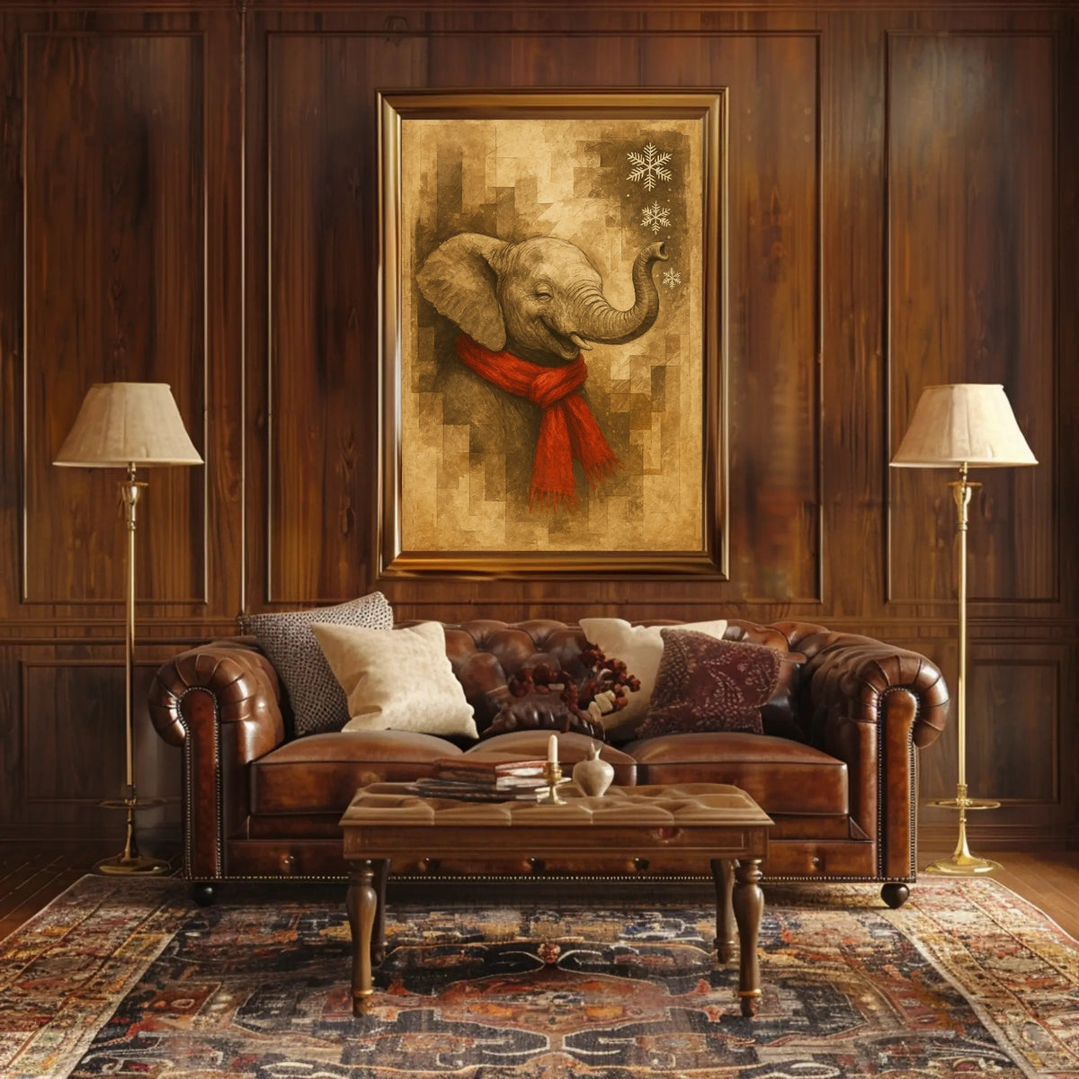 Festive Elephant in Winter Poster