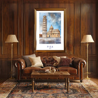 Leaning Tower of Pisa Watercolor Travel Poster PosterGoat