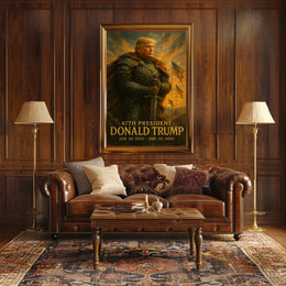 Donald Trump Resolute Defender Knight Armor Digital Painting Patriotic Leadership Poster