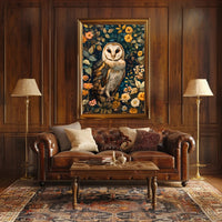 Barn Owl Enchantment in Bloom: Animal Poster