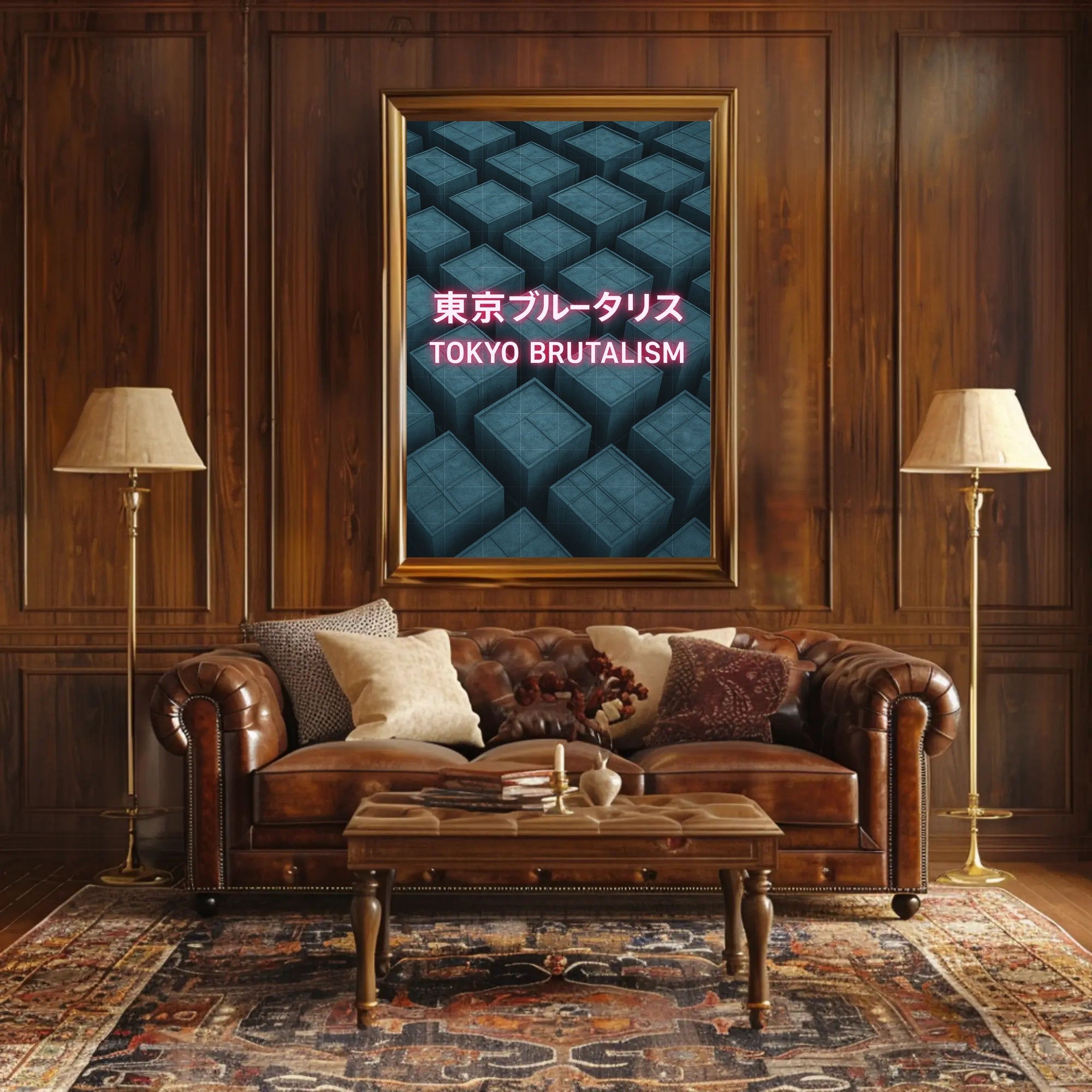Tokyo Brutalism Urban Geometric Design Poster