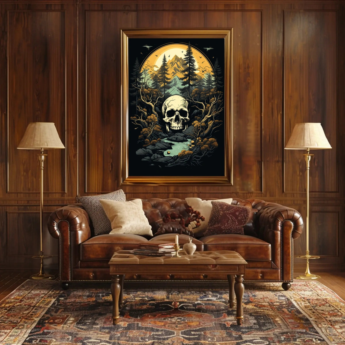Dramatic Wilderness Skull Scene Art Print - Abstract, Artistic, or Pop Culture Poster