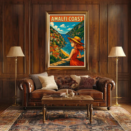 Amalfi Coast Illustration Poster Museum Quality Print