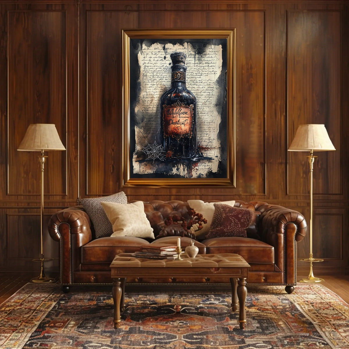 Vintage Dark Glass Bottle Artwork Poster