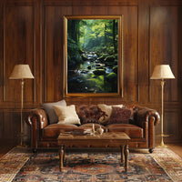 Serene Forest Stream Scene in National Park Poster