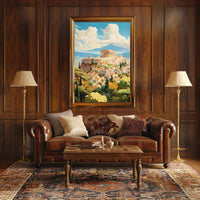 Ancient Athens Acropolis Vintage Art Travel Poster