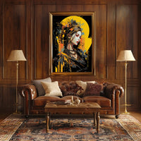 Futuristic Cyberpunk Woman Portrait Art Poster