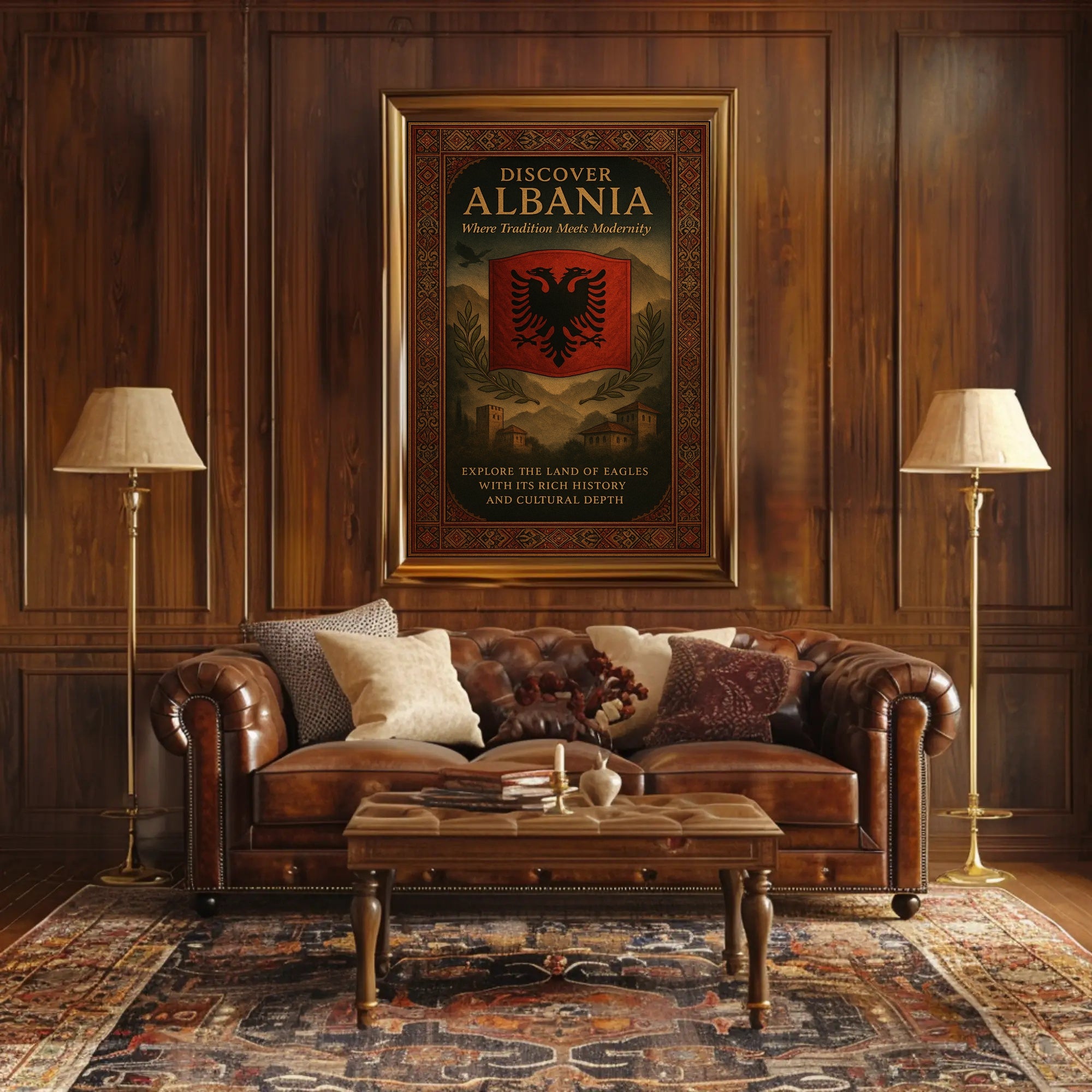 Albania's Cultural Heritage Vintage Travel Poster