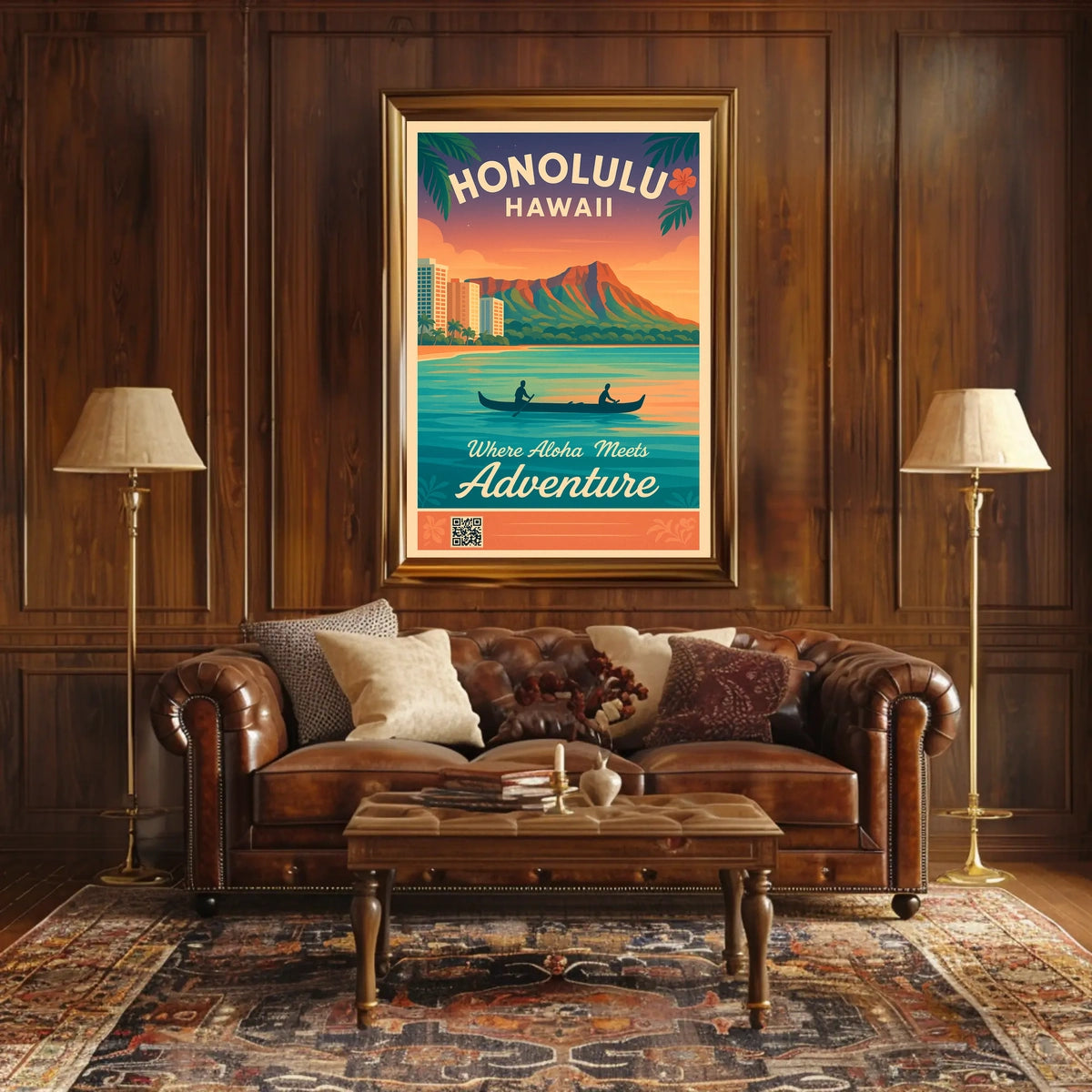 Honolulu Vintage Travel Poster Aloha Meets Adventure