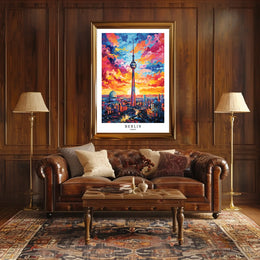 Berlin Skyline At Sunset Poster